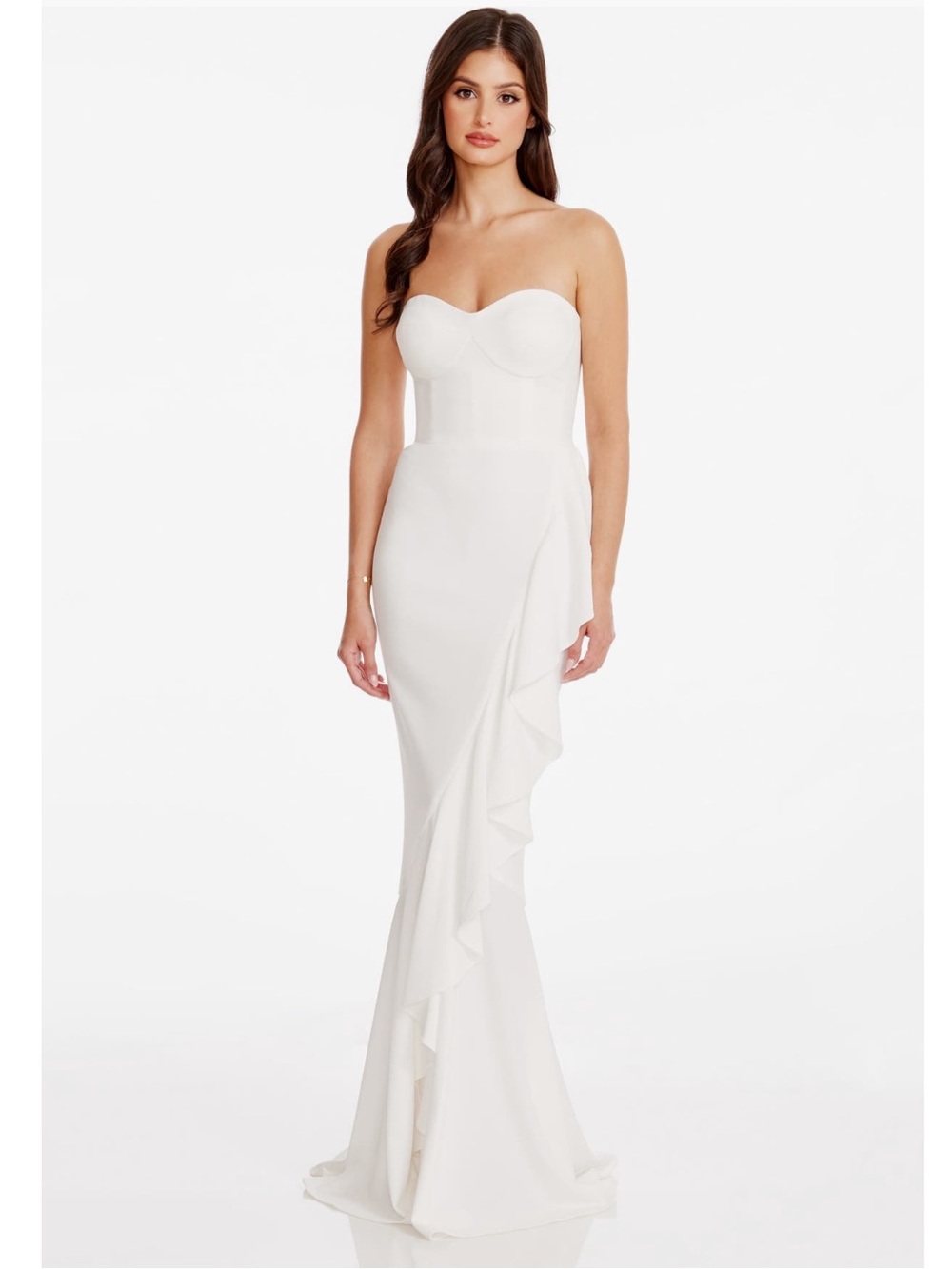 Dress the Population Paris Ruffle Strapless Mermaid Gown Dress New!